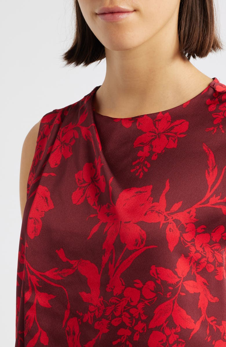 Vince Camuto Pleated Sleeveless Satin Top, Alternate, color, Crimson