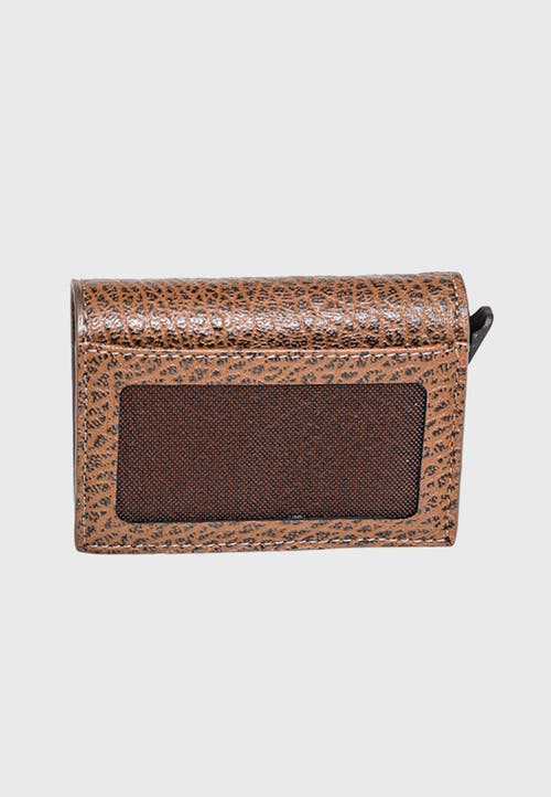 Furniq Uk Genuine Leather Venous Pattern Trifold Card Holder In Brown