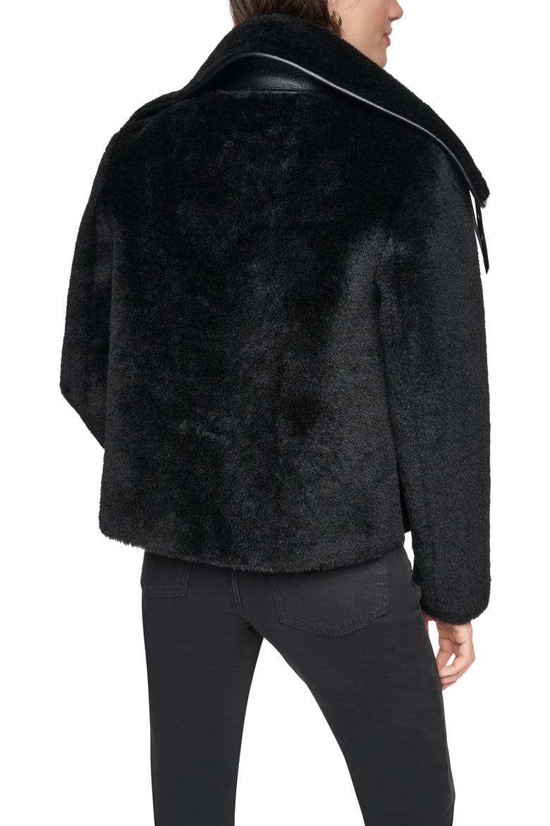 Kemsley Faux Leather & Faux Shearling Moto Jacket, Alternate, color, BLACK