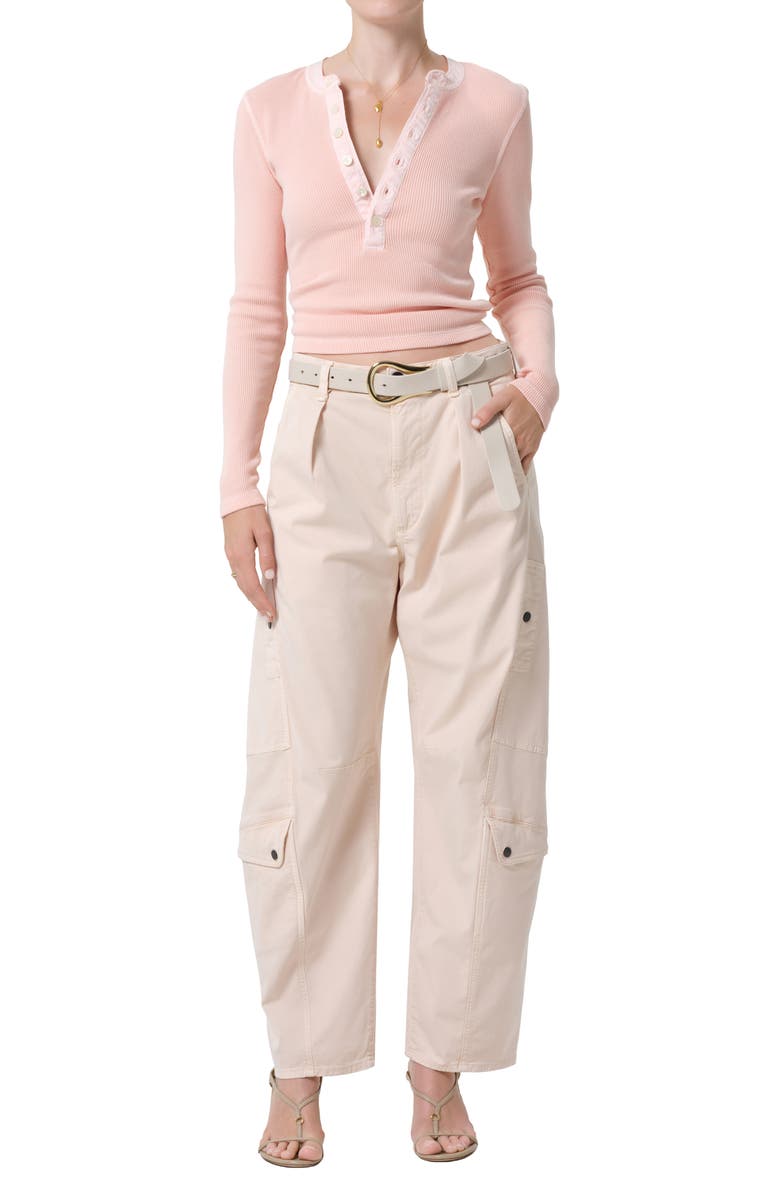 Citizens of Humanity Drea Waffle Knit Henley, Alternate, color, Melon Creme