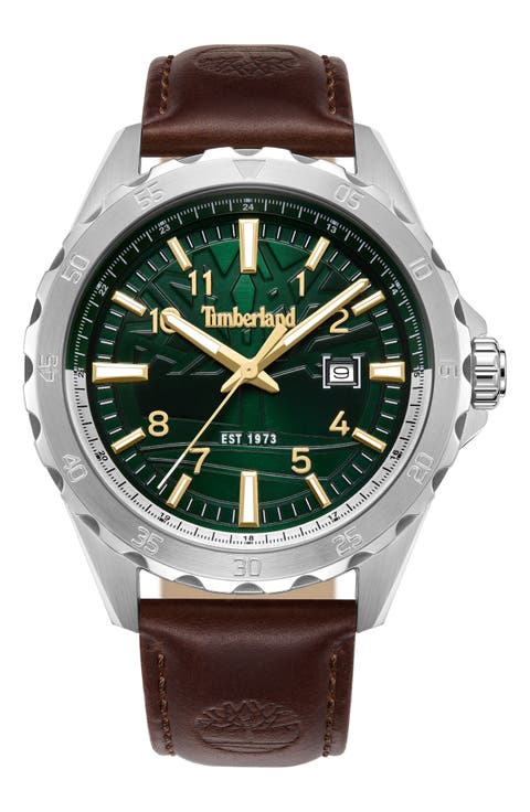 Day Pond Leather Strap Watch, 45mm