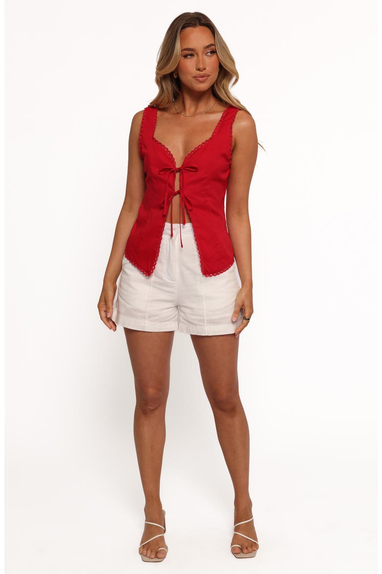 Renn Tie Front Sleeveless Top, Alternate, color, RED