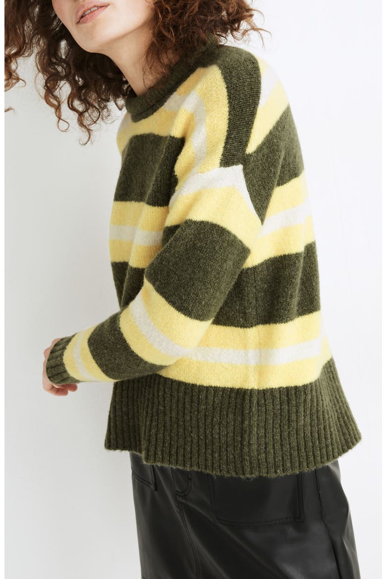 Striped Fulton Pullover Sweater, Alternate, color, HEATHER GREENGRASS