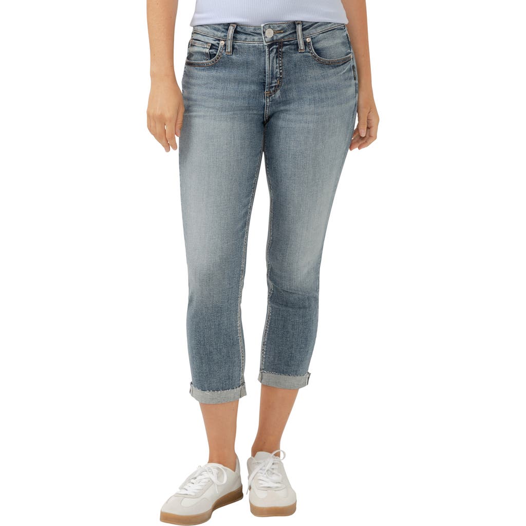 Silver Jeans Co. Elyse Curvy Mid Rise Capri Jeans In Indigo