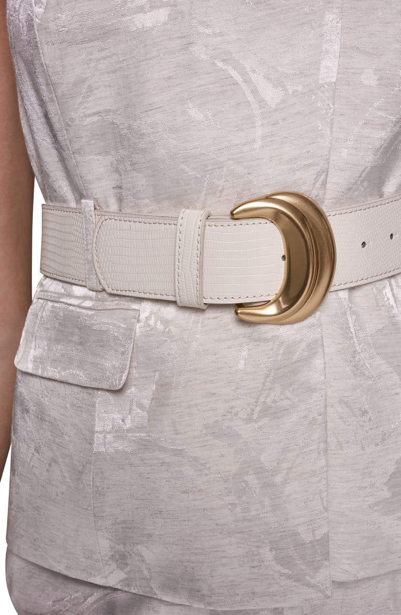 Donna Karan New York Jacquard Crossover Belted Sleeveless Top, Alternate, color, 