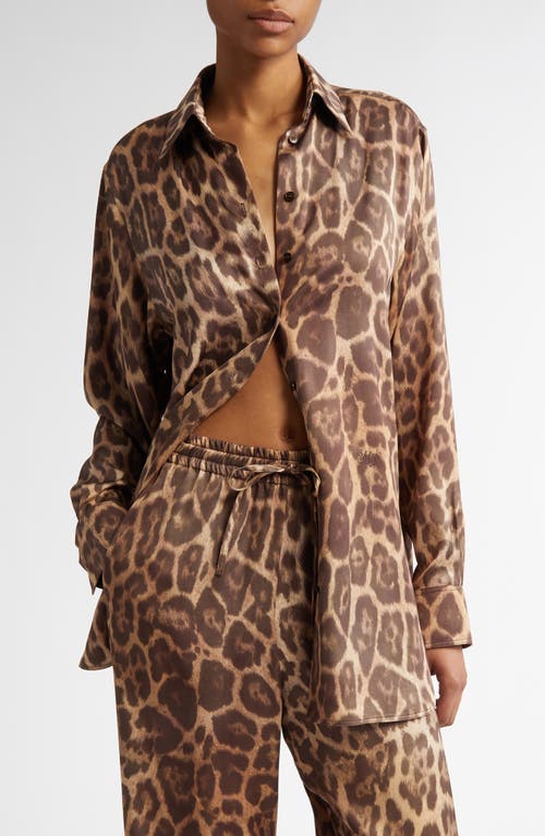 Stella Mccartney Leopard Belted Trench Coat In Multicolor Brown