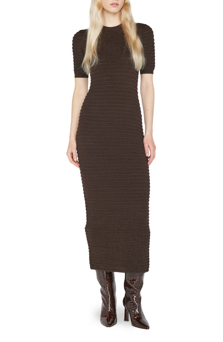 FRAME Smocked Silk & Cotton Knit Midi Dress, Main, color, 