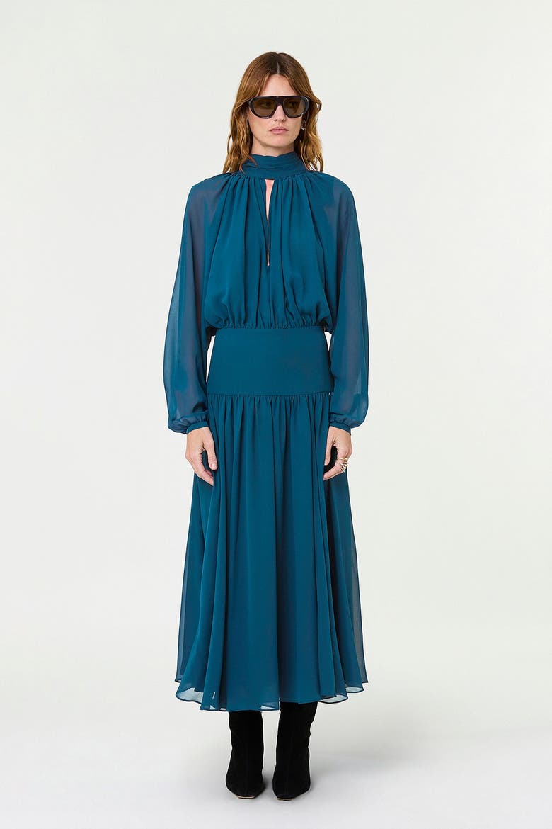 Aneta High Neck Keyhole Maxi Dress, Alternate, color, PETROL