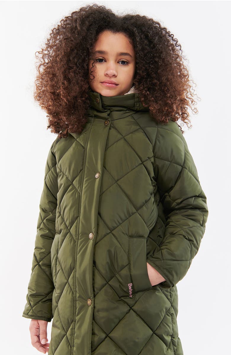 Barbour Kids' Sandyford Quilted Jacket with Faux Fur Lined Hood, Alternate, color, 