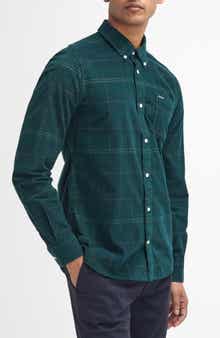 Blair Tailored Fit Plaid Cotton Corduroy Button-Down Shirt