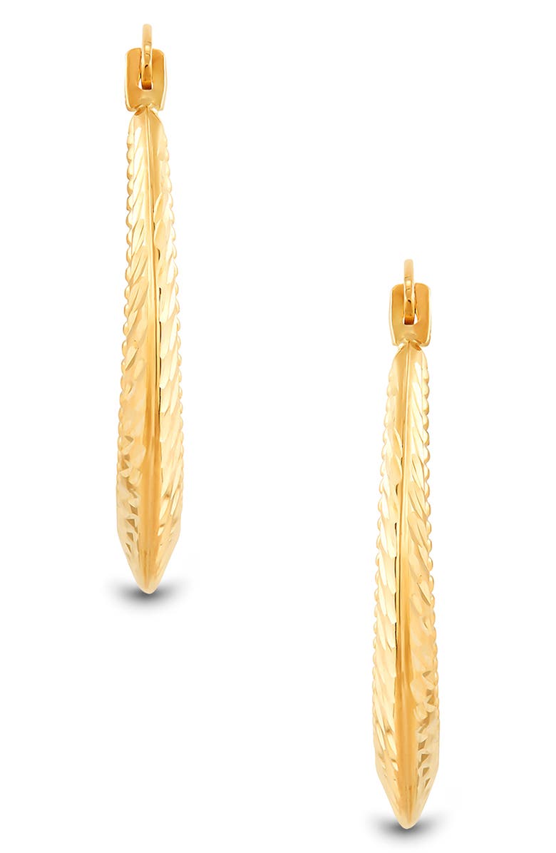 Frankie & Zoe 10K Gold Sun Ray Cut Beading Hoop Earrings, Alternate, color, Yellow Gold