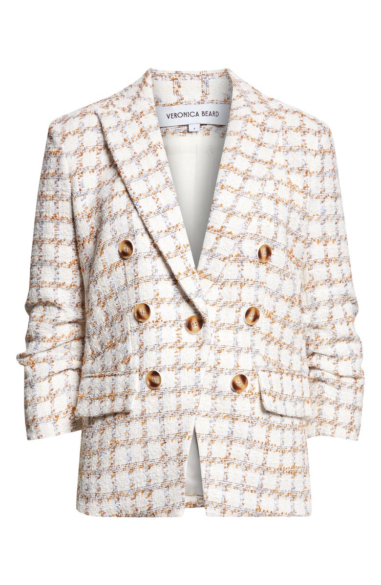 Veronica Beard Ryland Double Breasted Metallic Tweed Dickey Jacket, Main, color, Ecru Multi