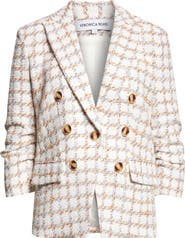 Veronica Beard Ryland Double Breasted Metallic Tweed Dickey Jacket