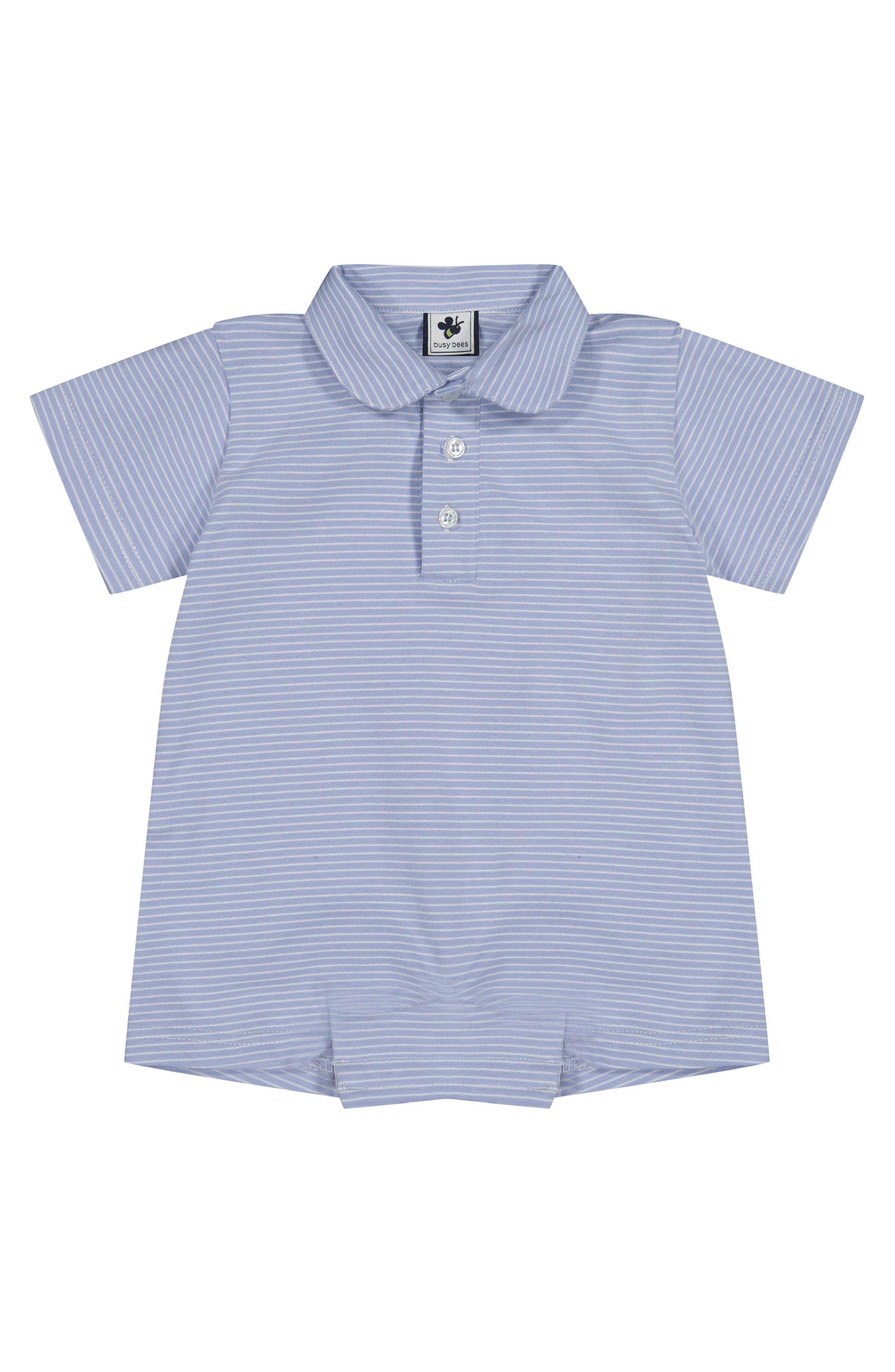 Busy Bees Hudson Romper Cornflower Blue Stripe 