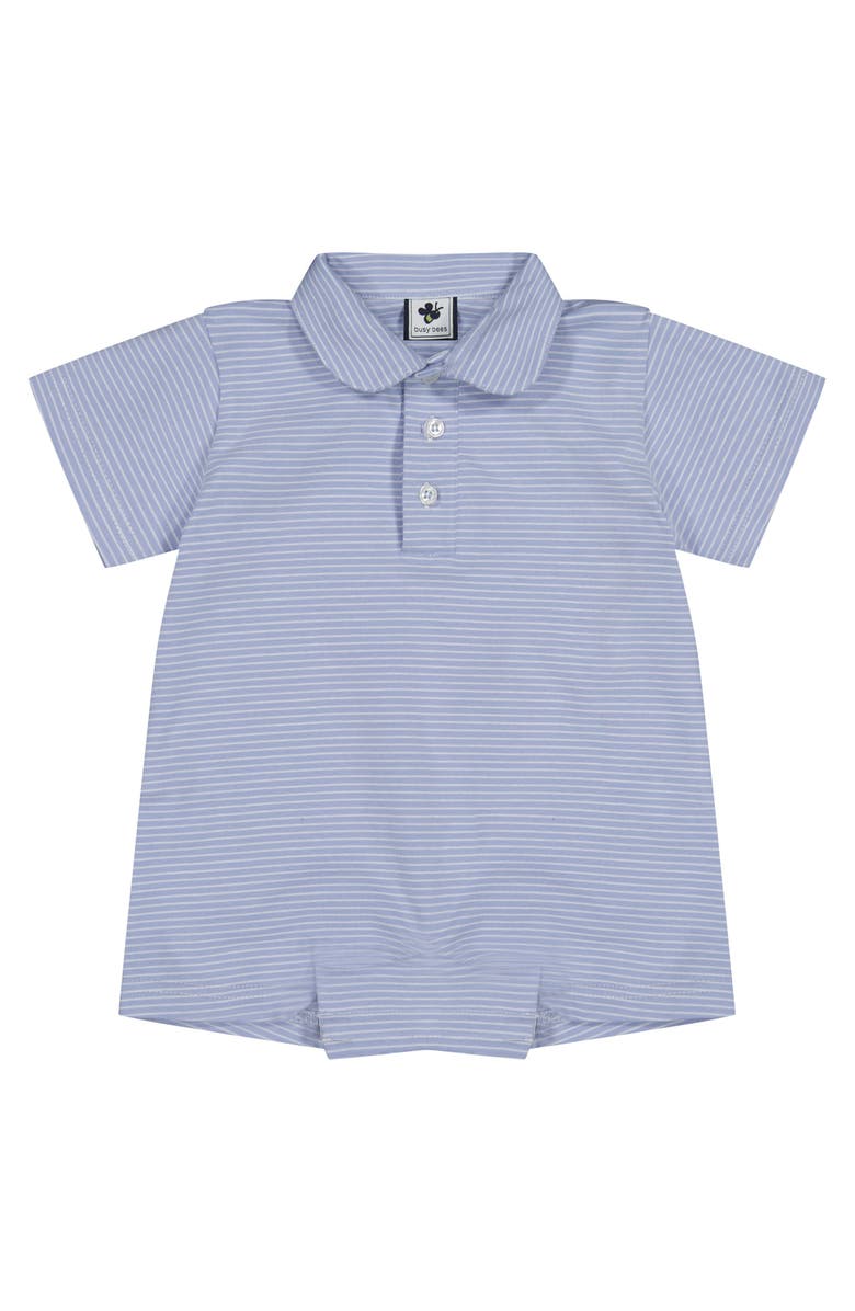 Busy Bees Hudson Romper Cornflower Blue Stripe, Main, color, 