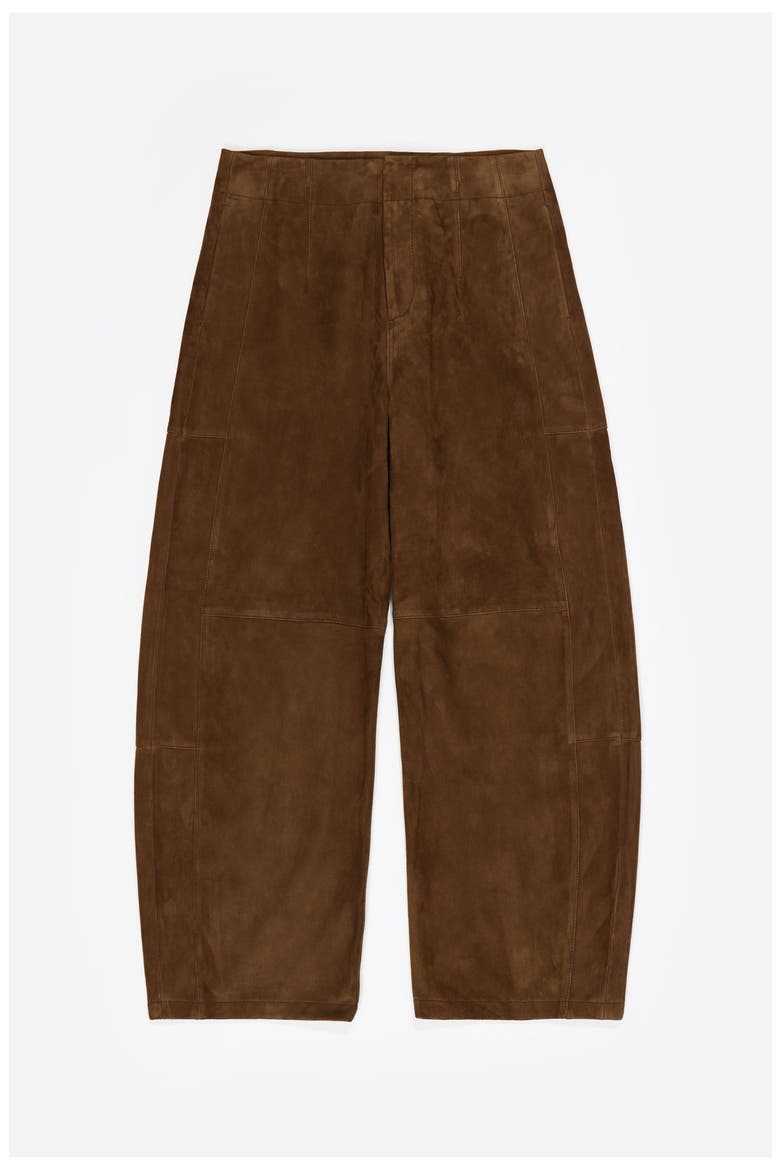 Suede Barrel Trousers, Alternate, color, DARK OLIVE