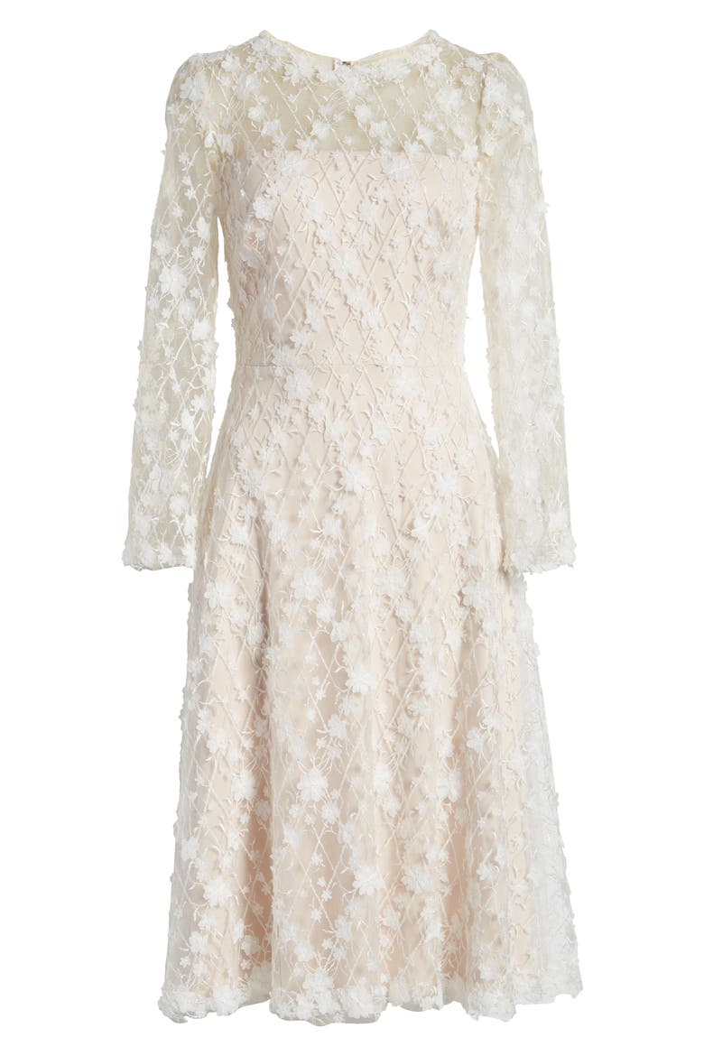 Long Sleeve Lace Cocktail Dress, Alternate, color, IVORY/ PETAL