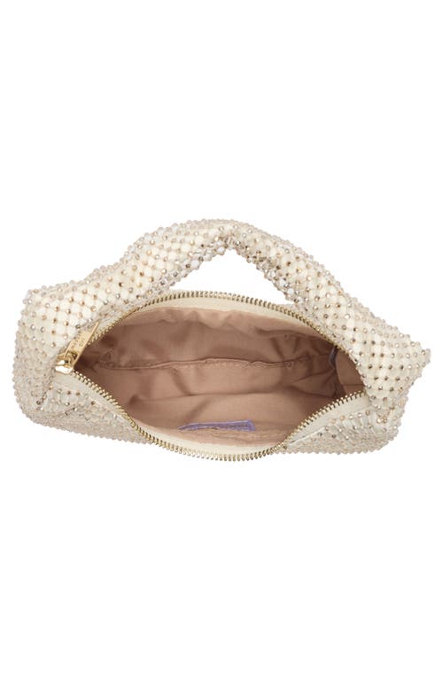 Madden Girl Rhinestone Mesh & Satin Mini Shoulder Bag In Cream