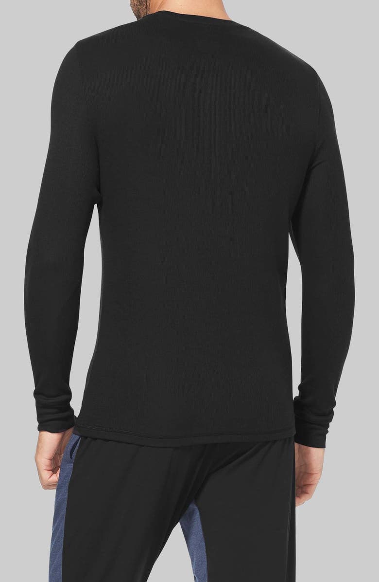 Tommy John Long Sleeve Henley Lounge Shirt, Alternate, color, Black