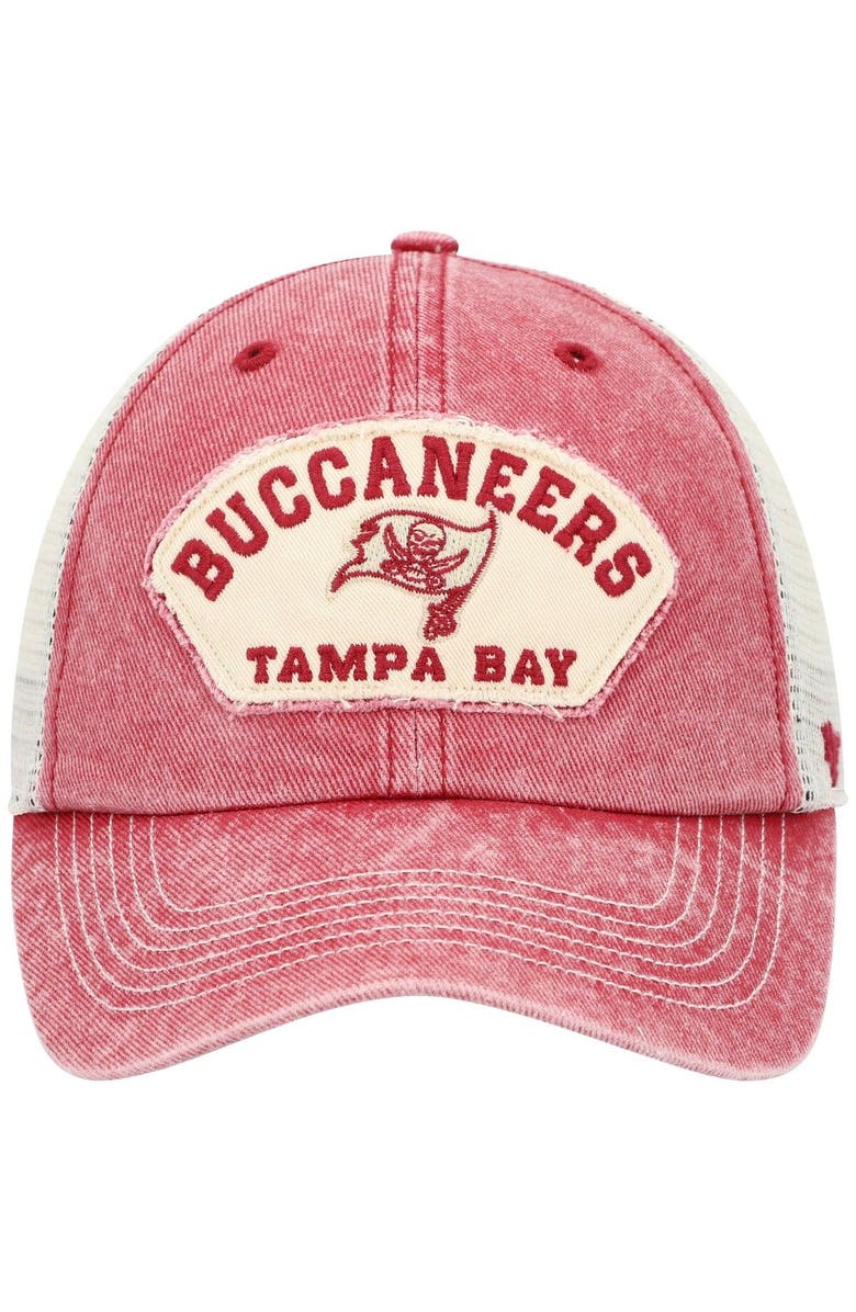 '47 Men's '47 Red/White Tampa Bay Buccaneers Denali Trucker Clean Up Snapback Hat, Alternate, color,