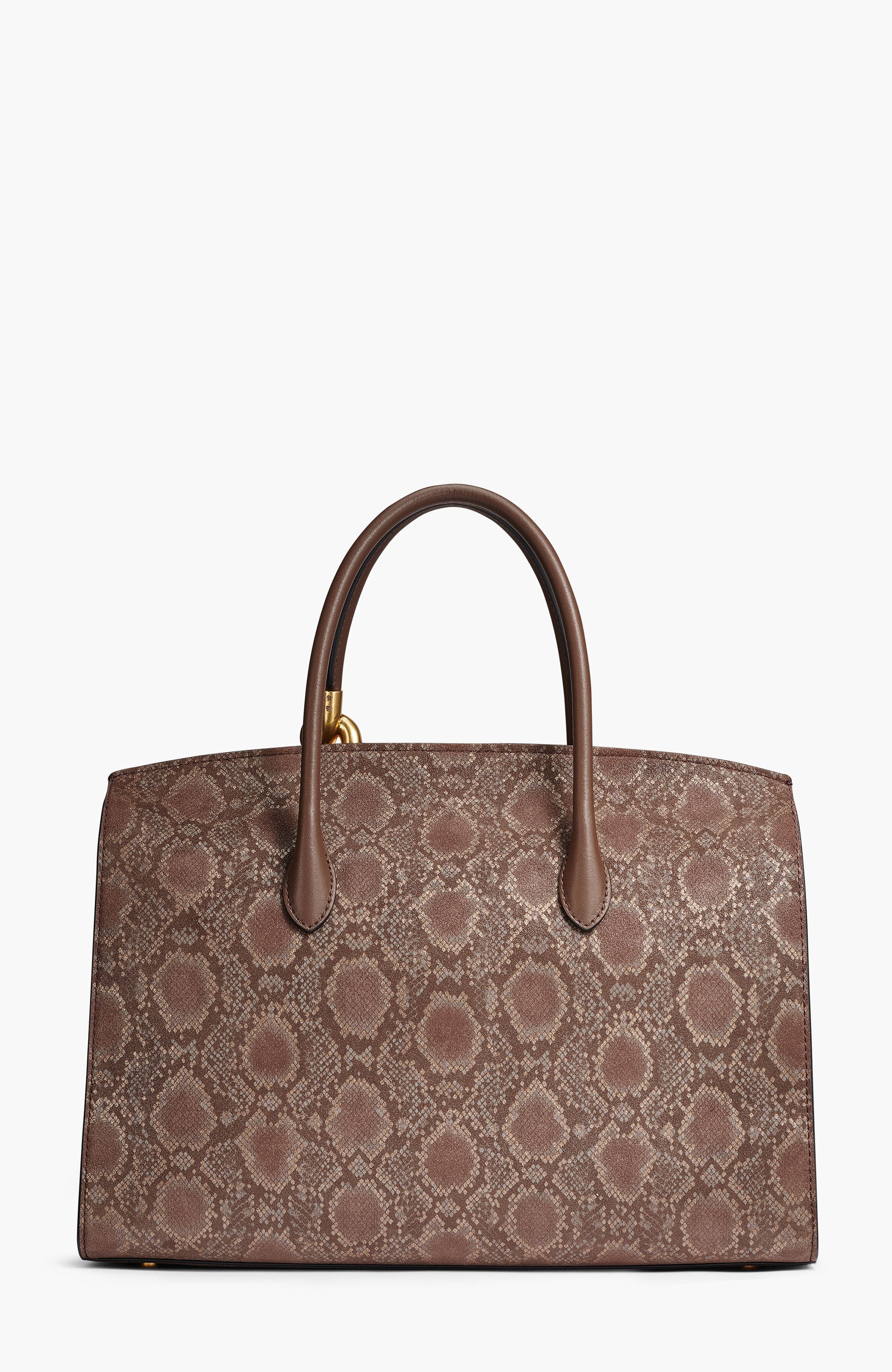 Donna Karan New York Loden Python Suede Satchel, Alternate, color, Brown Multi