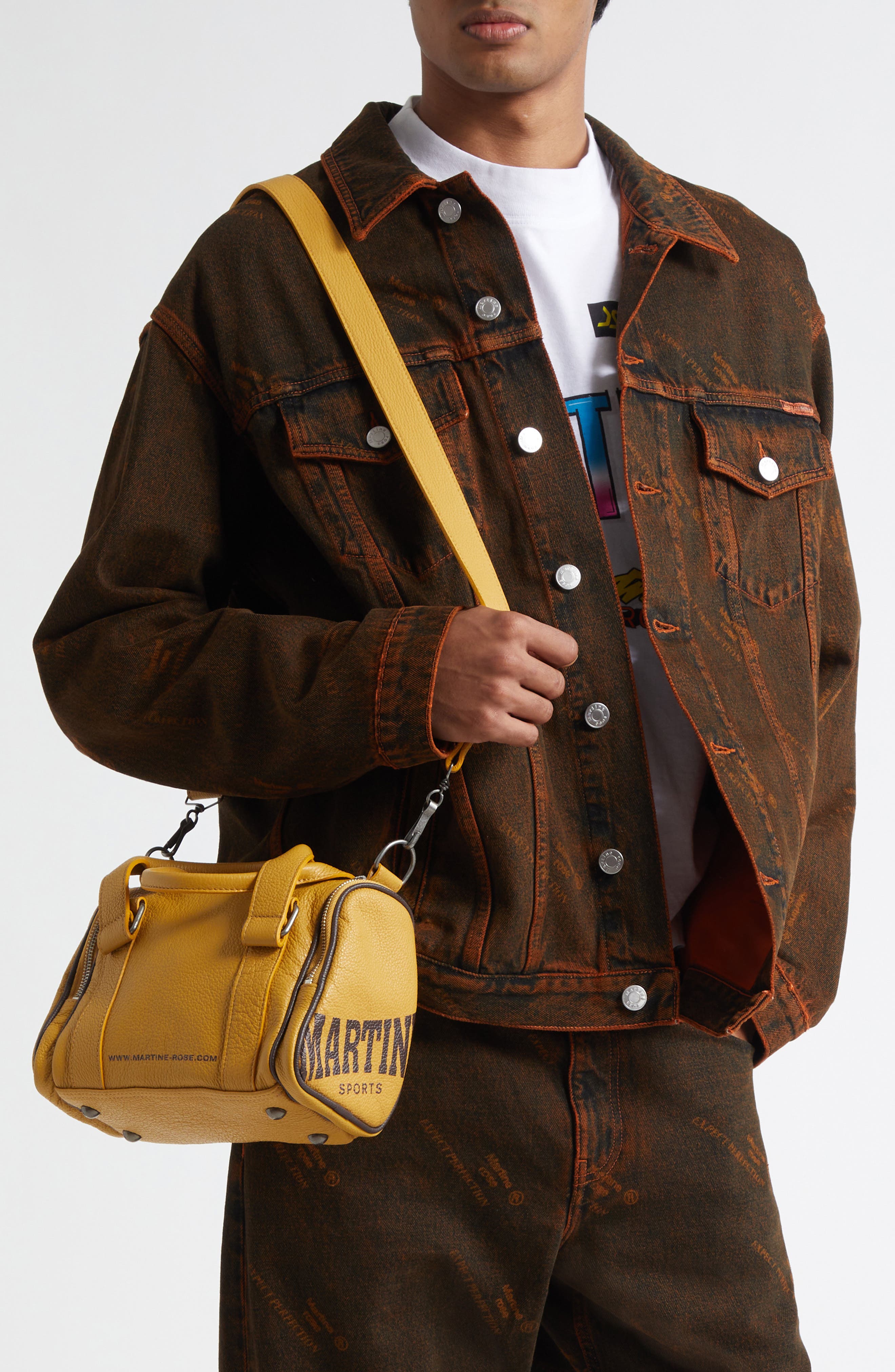 Martine Rose Galaxy Leather Top Handle Bag, Alternate, color, Yellow Mustard