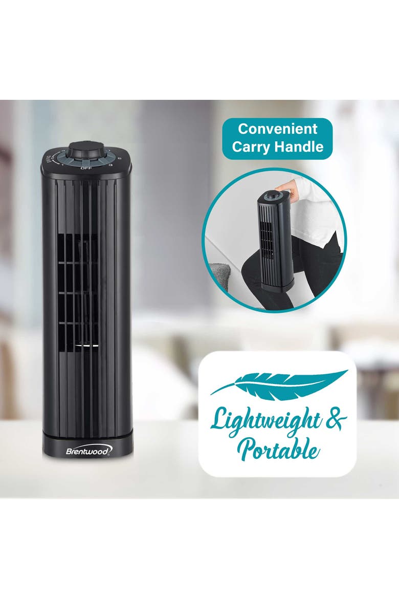 14 Inch 3-Speed Oscillating Portable Tower in Black, Alternate, color, Black