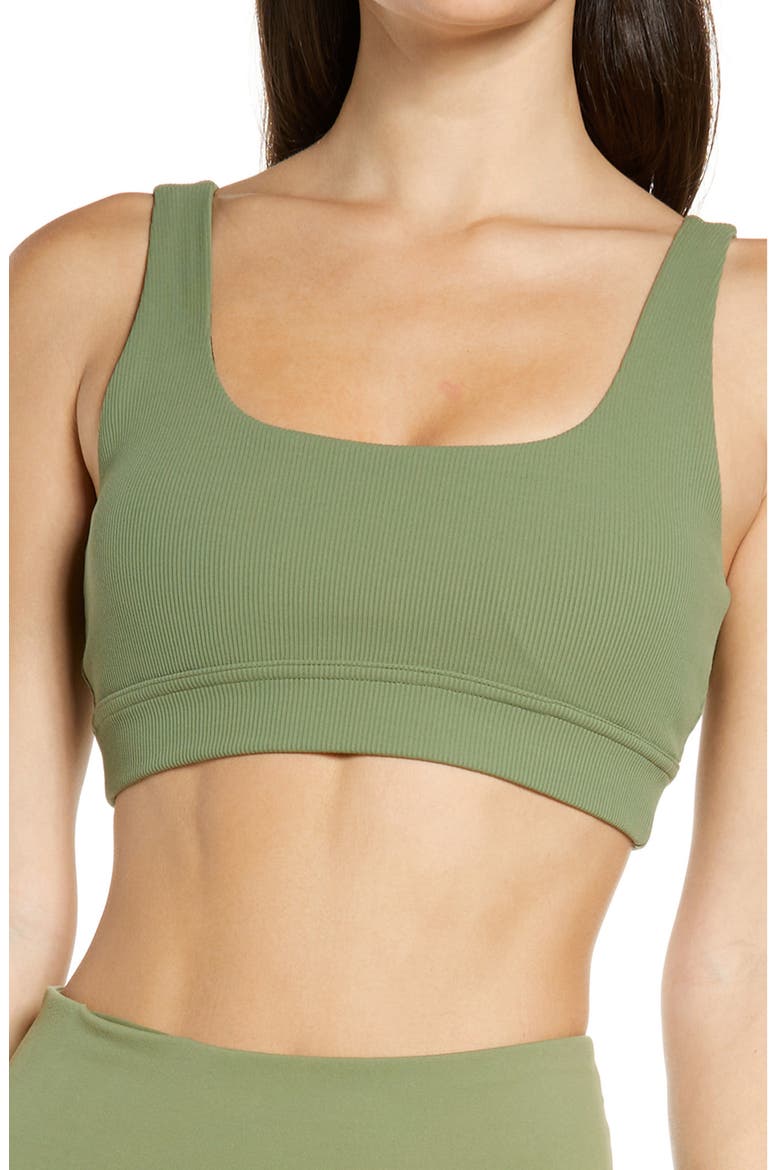 Live In Rib Sports Bra, Main, color, OLIVE BRANCH