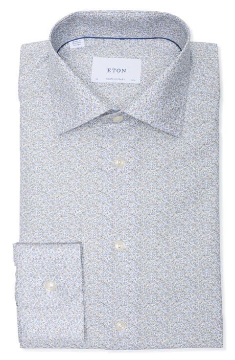 Contemporary Fit Floral Cotton Twill Shirt