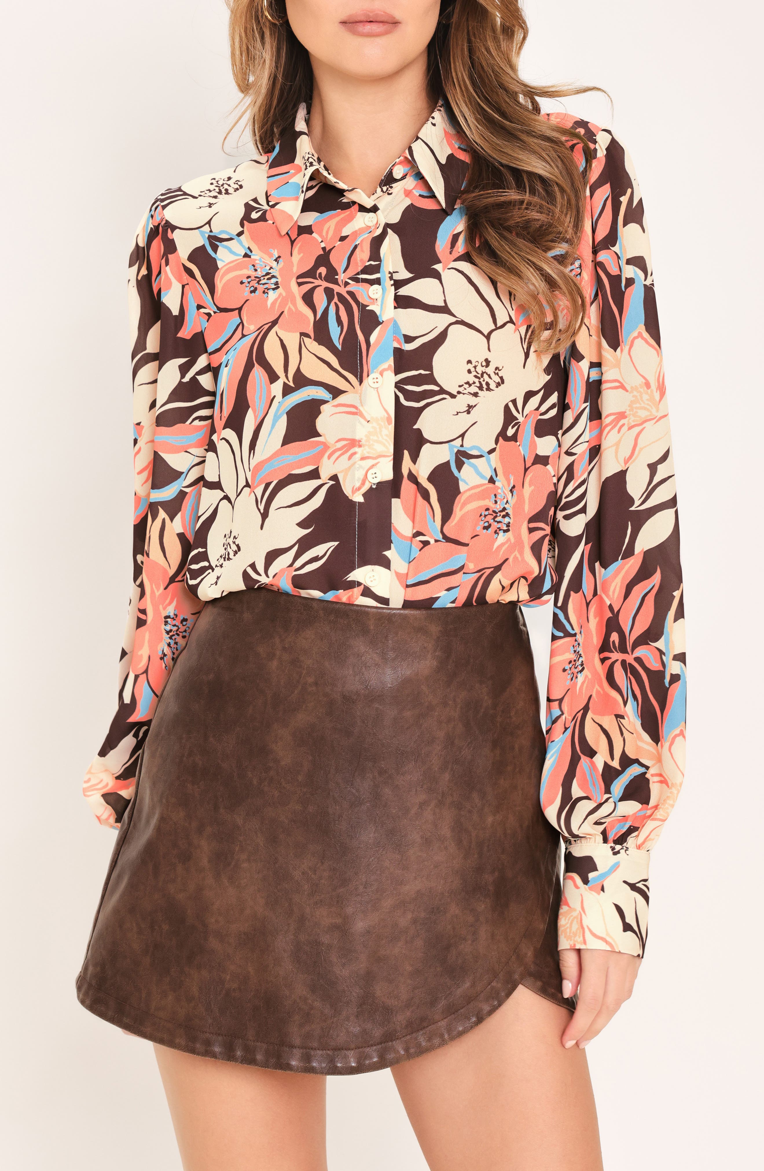 Floral Button Front Shirt