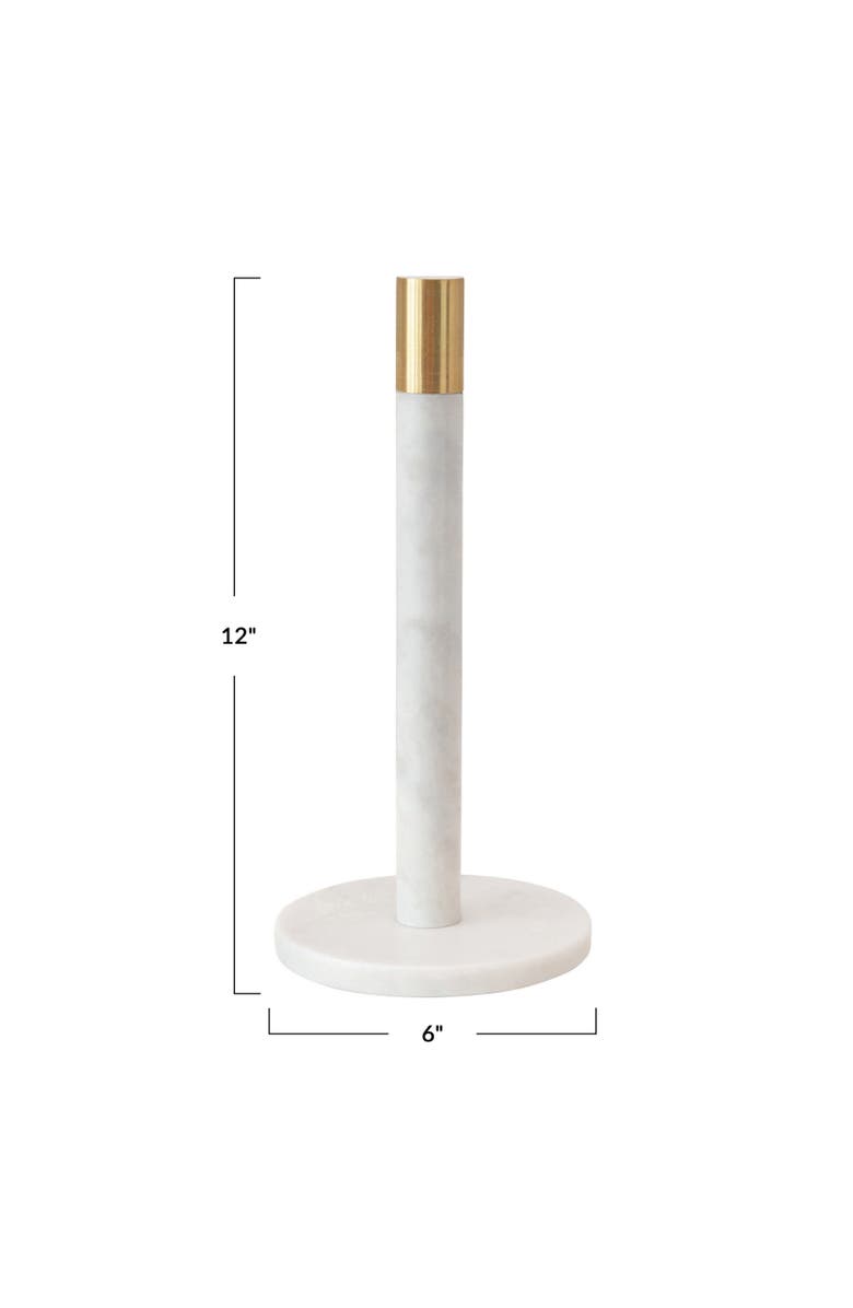 Storied Home Modern Marble Paper Towel Holder with Brass Accent Band, White, Alternate, color, 