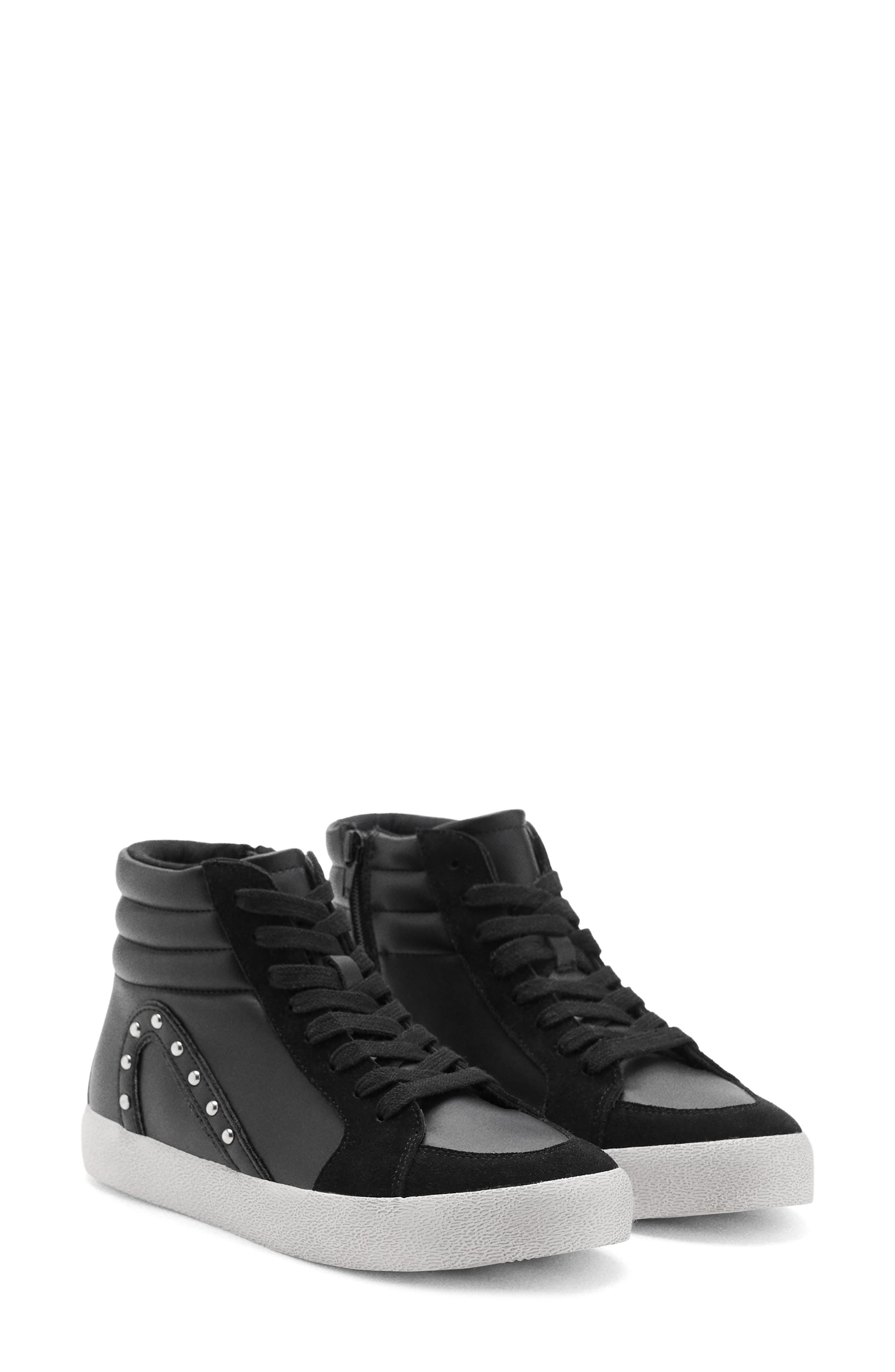 MANGO TEEN Studded Sneaker, Main, color, Black