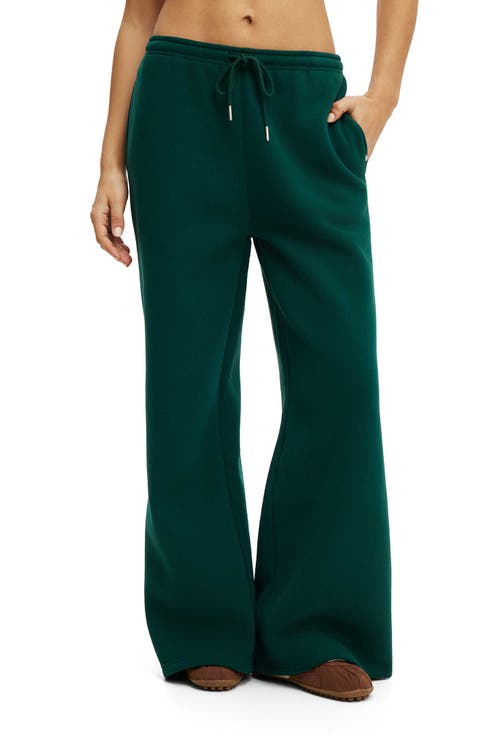 Women's Active Plush Tie Waist Wide Leg Sweatpant