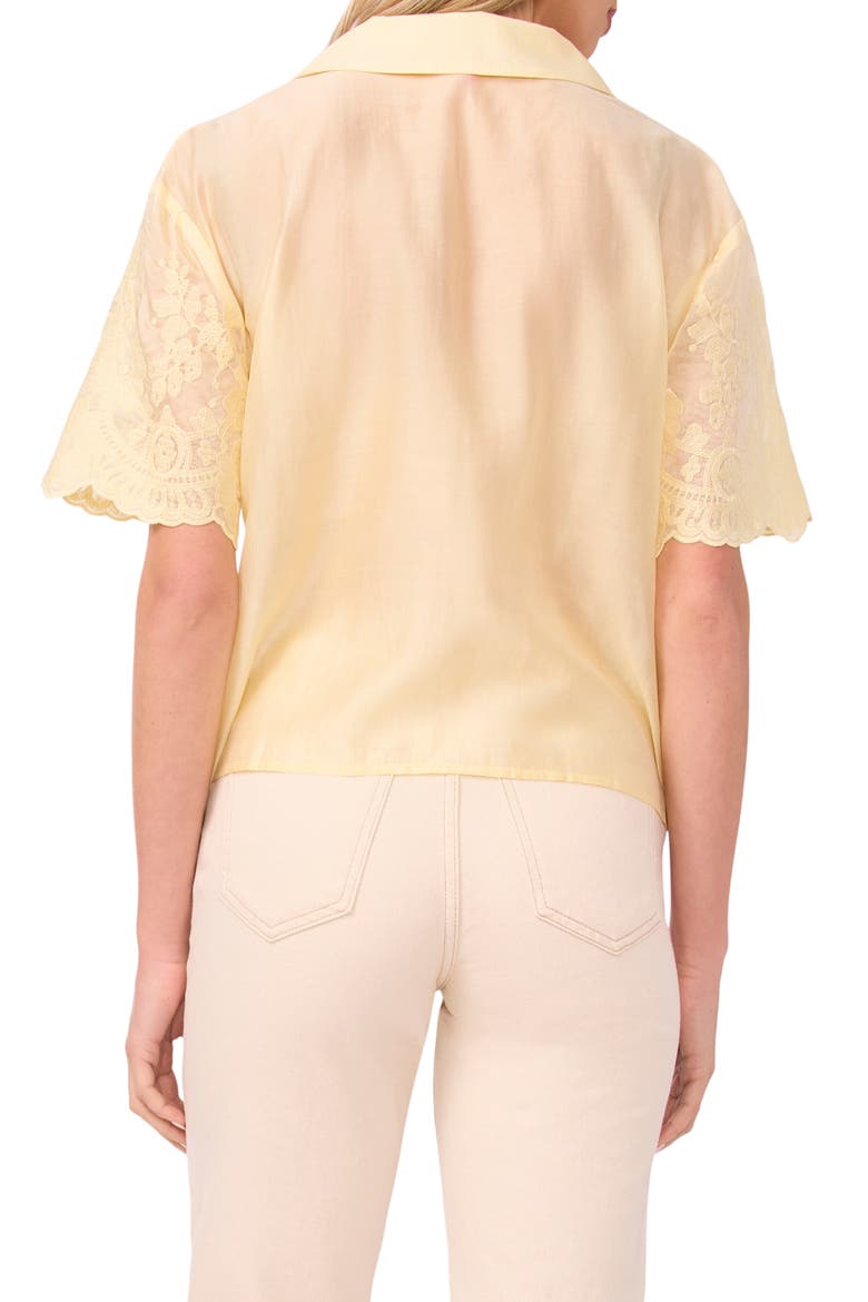 Sheer Floral Camp Shirt, Alternate, color, LEMON CREAM