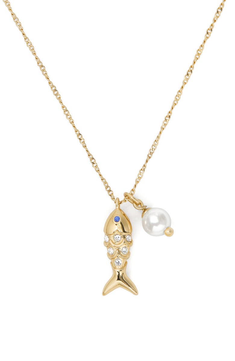 Kate Spade New York summer daze fish pendant necklace, Main, color, Clear Multi