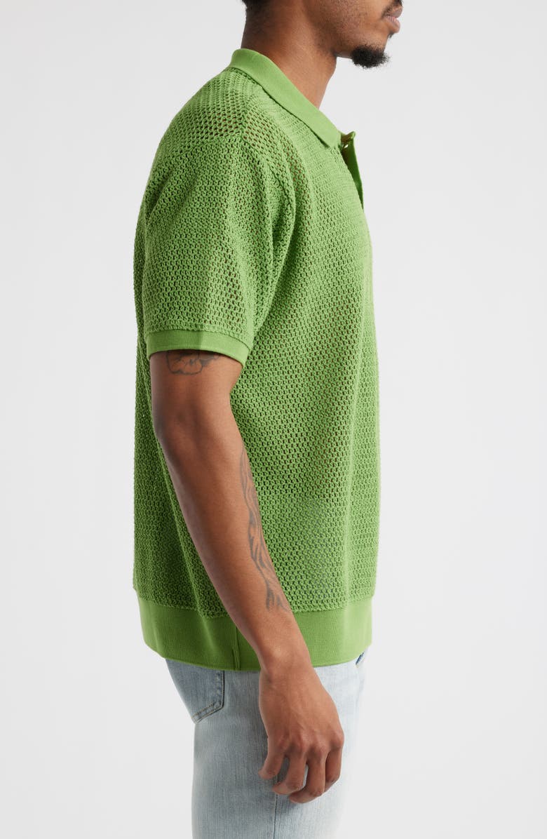 Obey Saratoga Open Stitch Cotton Polo, Alternate, color, Piquant Green