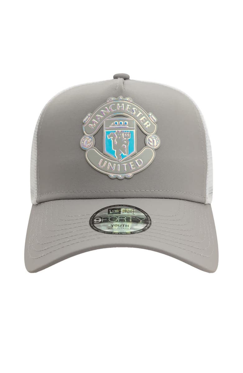 New Era Youth New Era Gray Manchester United Iridescent Trucker Adjustable Hat, Alternate, color,