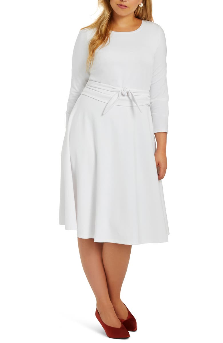 ELOQUII Long Sleeve Fit & Flare Dress, Main, color,