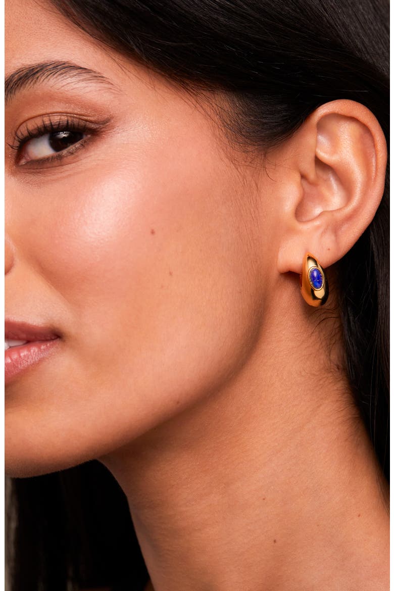 Chunky Lapis Hoop Earrings, Alternate, color, GOLD AND BLUE