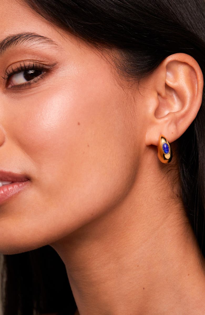 Estella Bartlett Chunky Lapis Hoop Earrings, Alternate, color, Gold And Blue