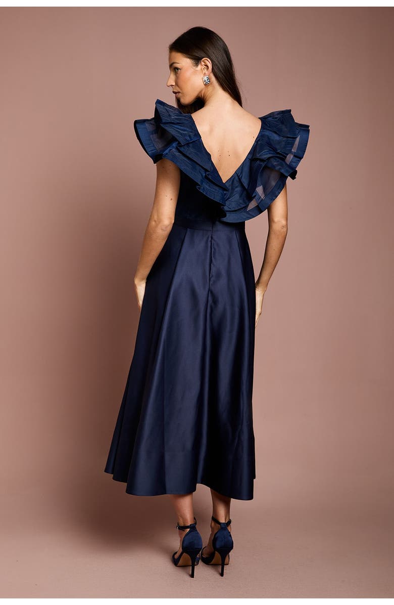 Coast Frill Shoulder Midi Dress, Alternate, color, Navy