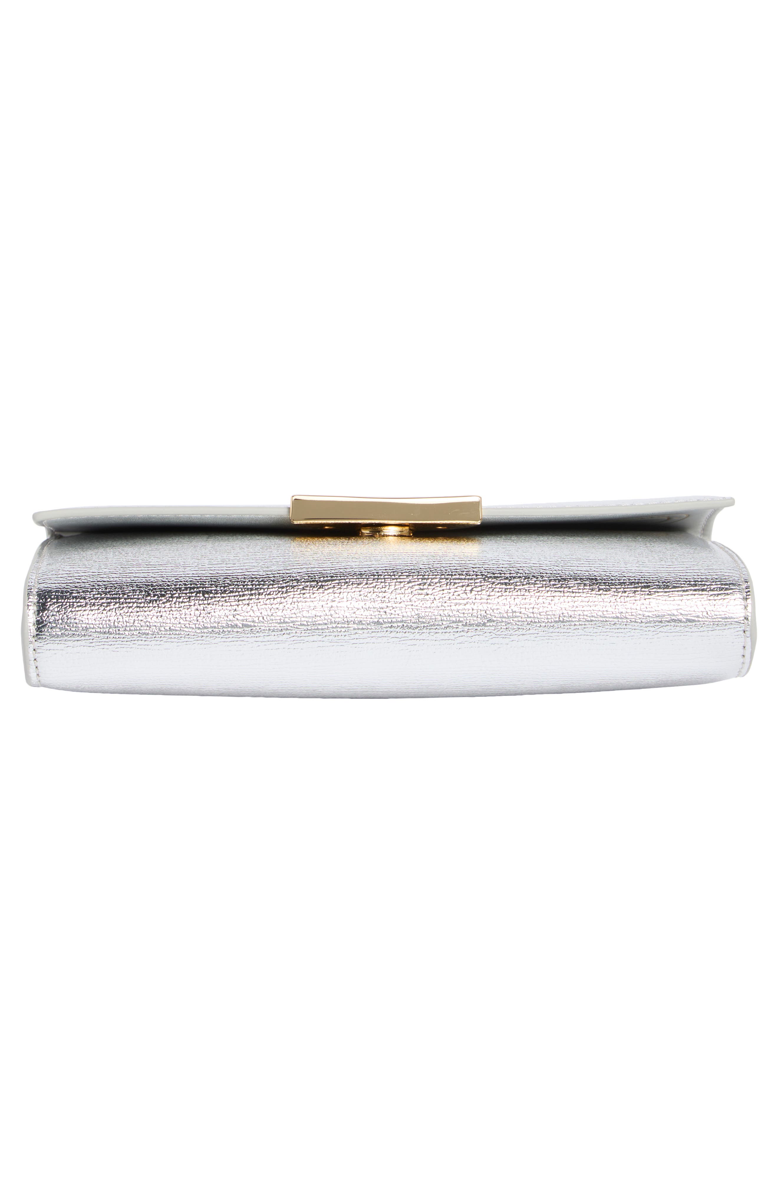 Luna Metallic Leather Crossbody Bag, Alternate, color, SILVER