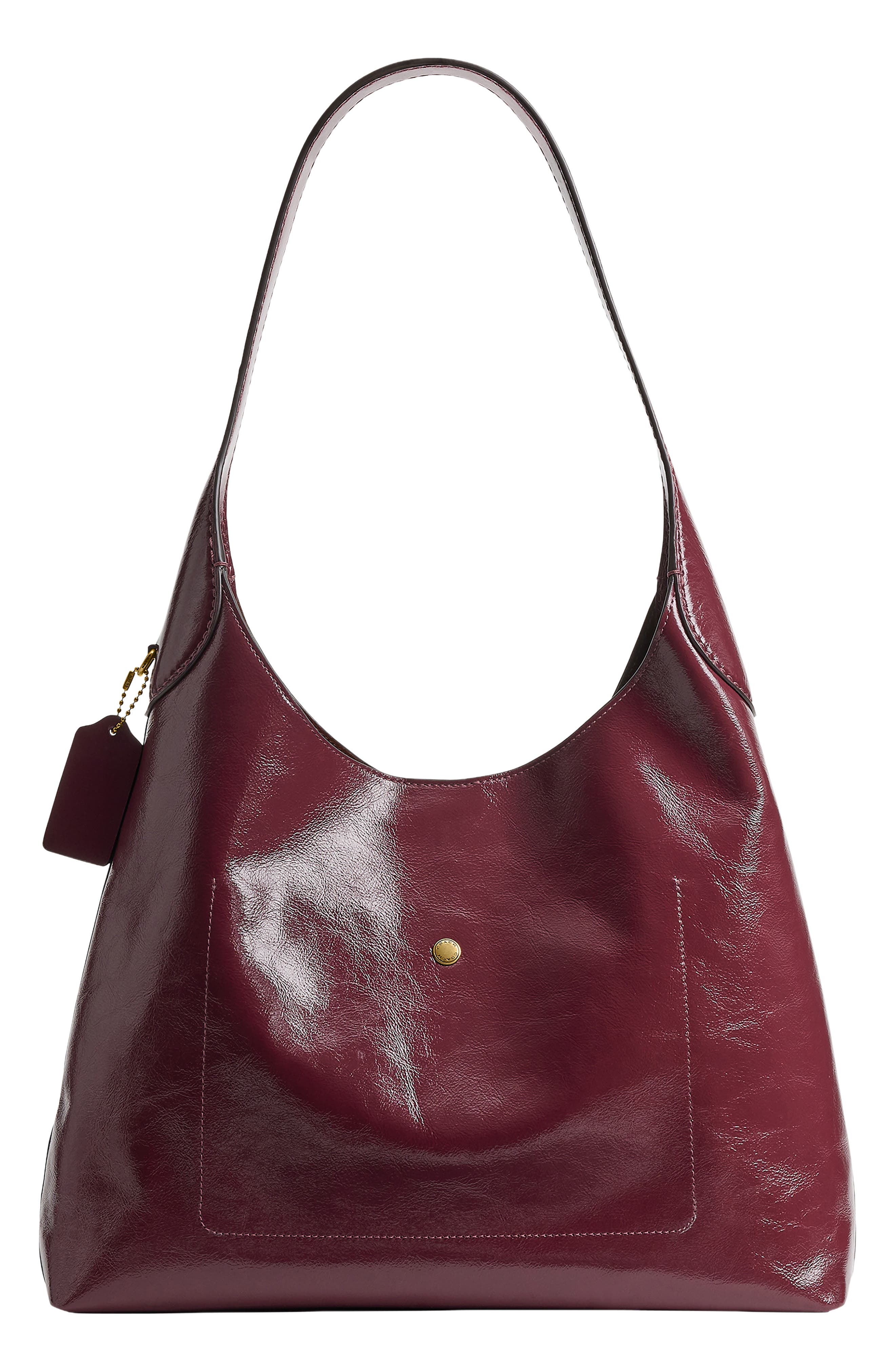 Brooklyn Glazed Leather Shoulder Bag, Alternate, color, DARK CHERRY