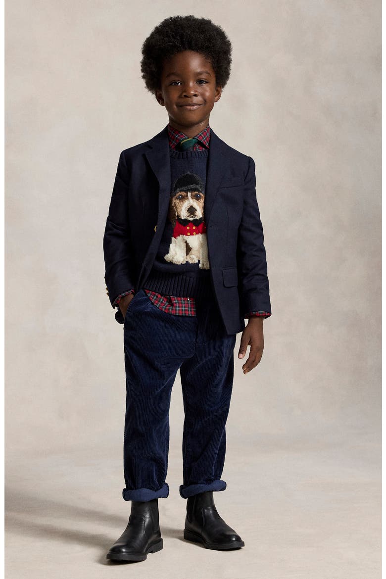 Kids' Beagle Intarsia Cotton Sweater, Alternate, color, RL NAVY MULTI