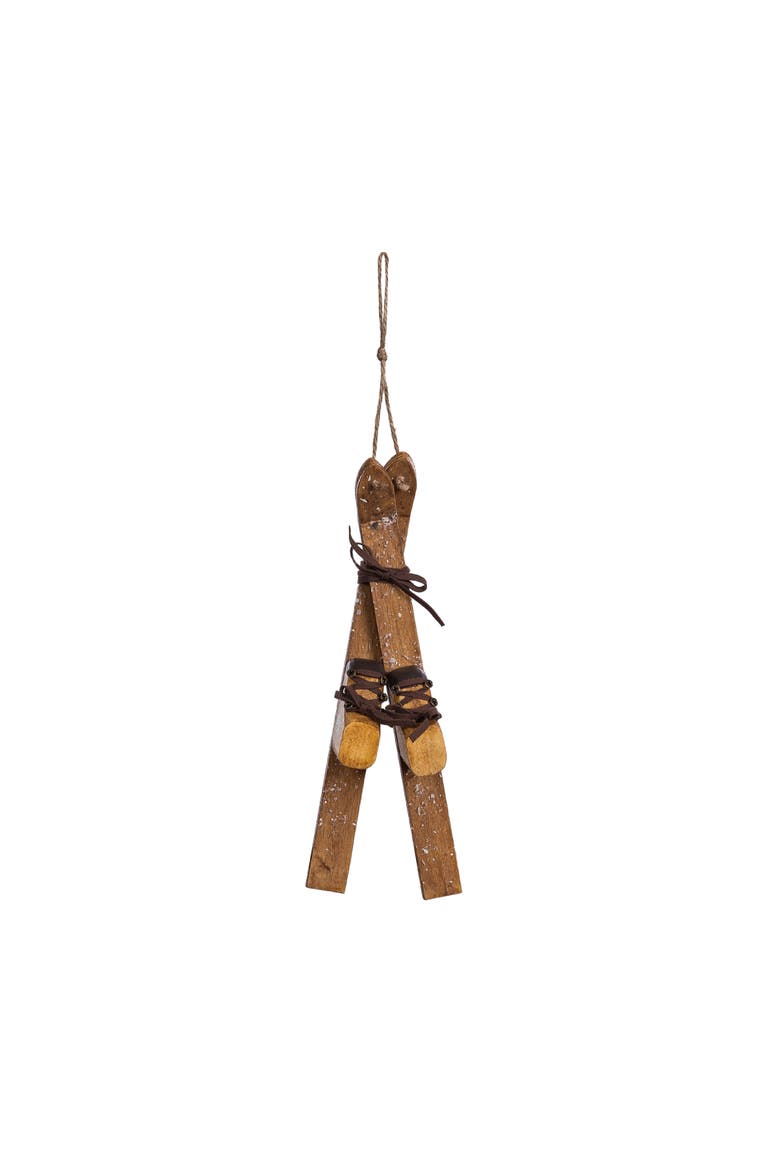 Cross Country Skis Gear Winter Sports Sculptural Wall Decor, Main, color, Yellow