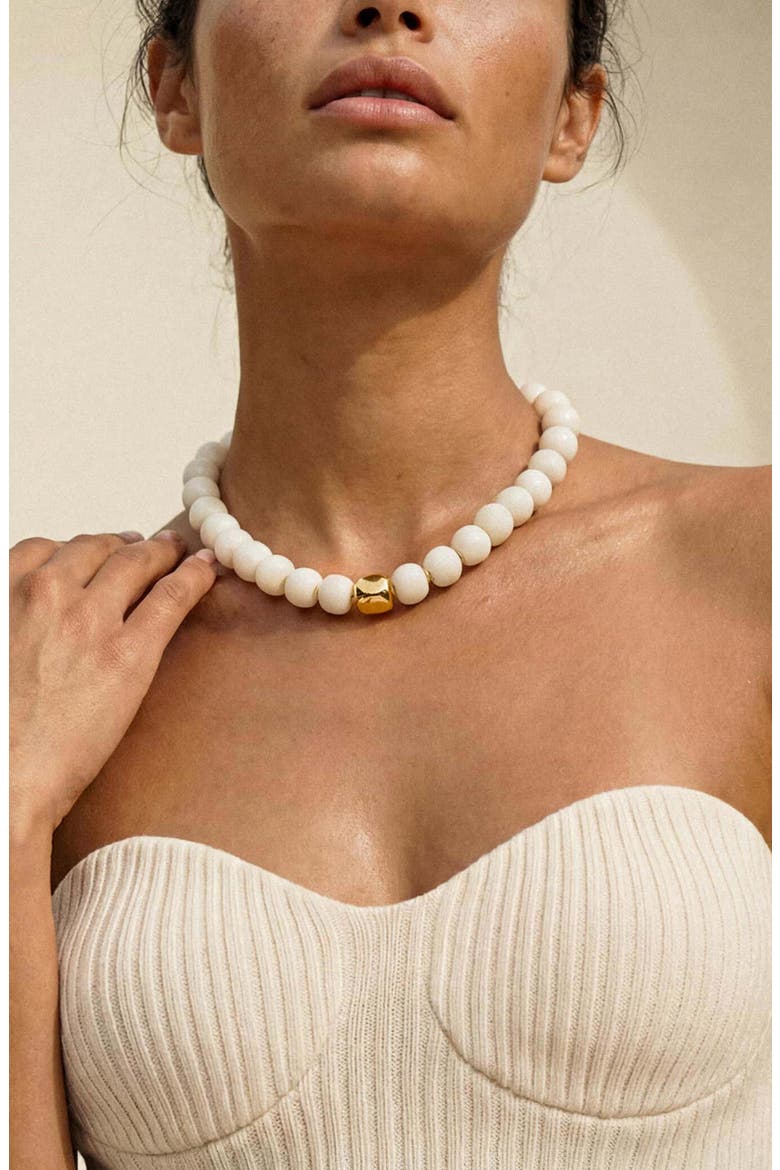 Power Bead Statement Necklace, Alternate, color, BONE