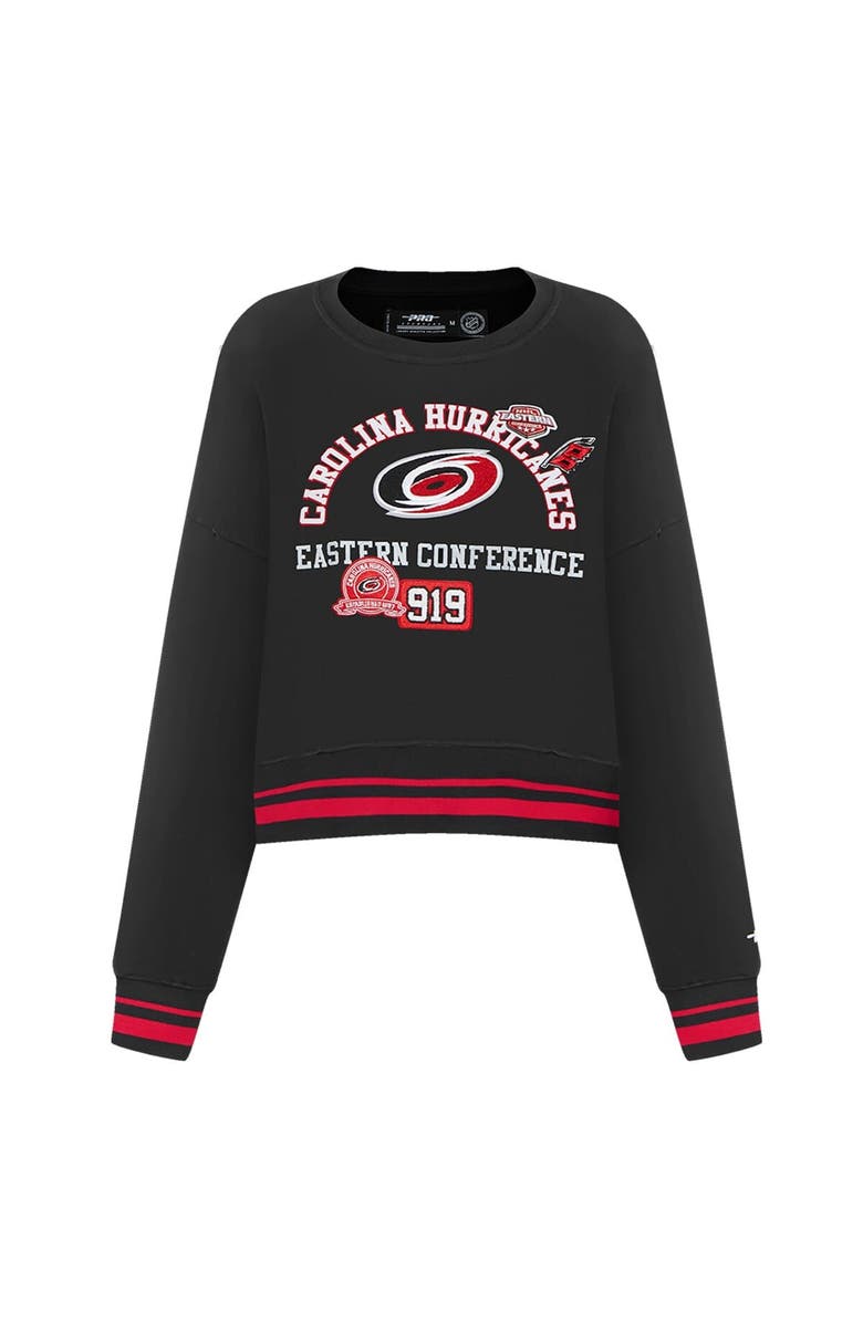 PRO STANDARD Women's Pro Standard  Black Carolina Hurricanes Area Code Cropped Pullover Sweatshirt, Alternate, color, Black