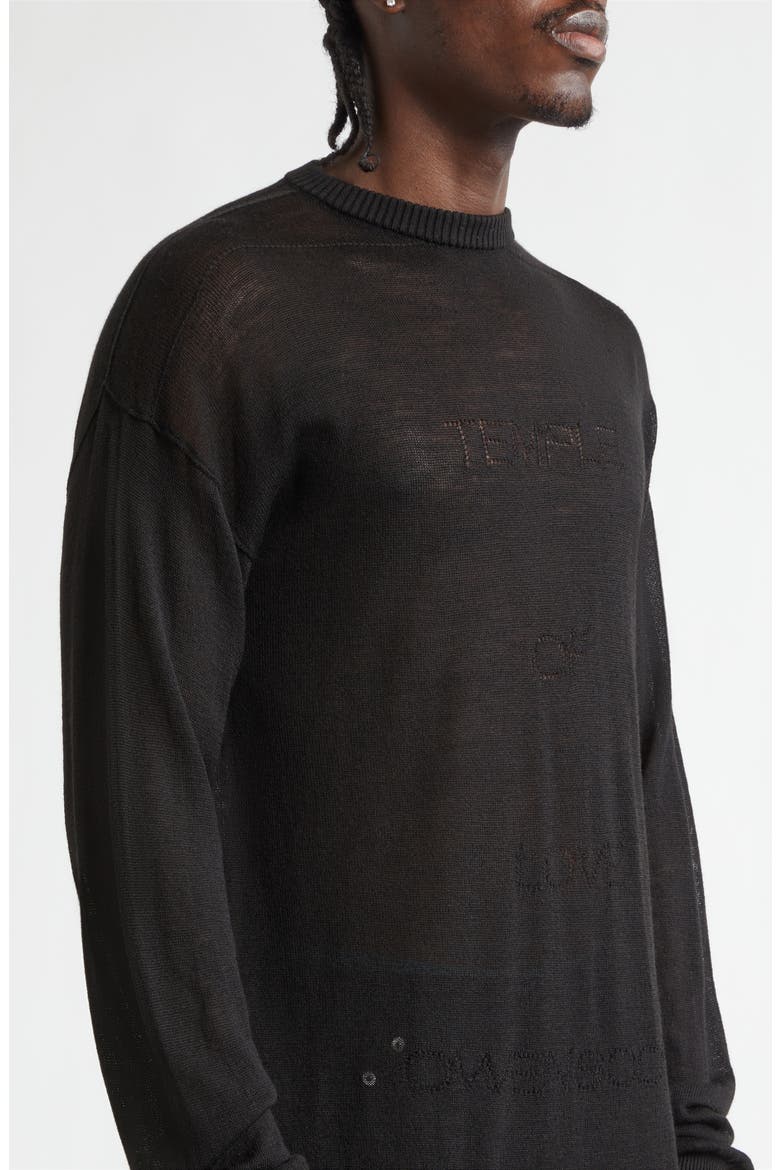 Temple Rivet Sheer Virgin Wool Sweater, Alternate, color, BLACK