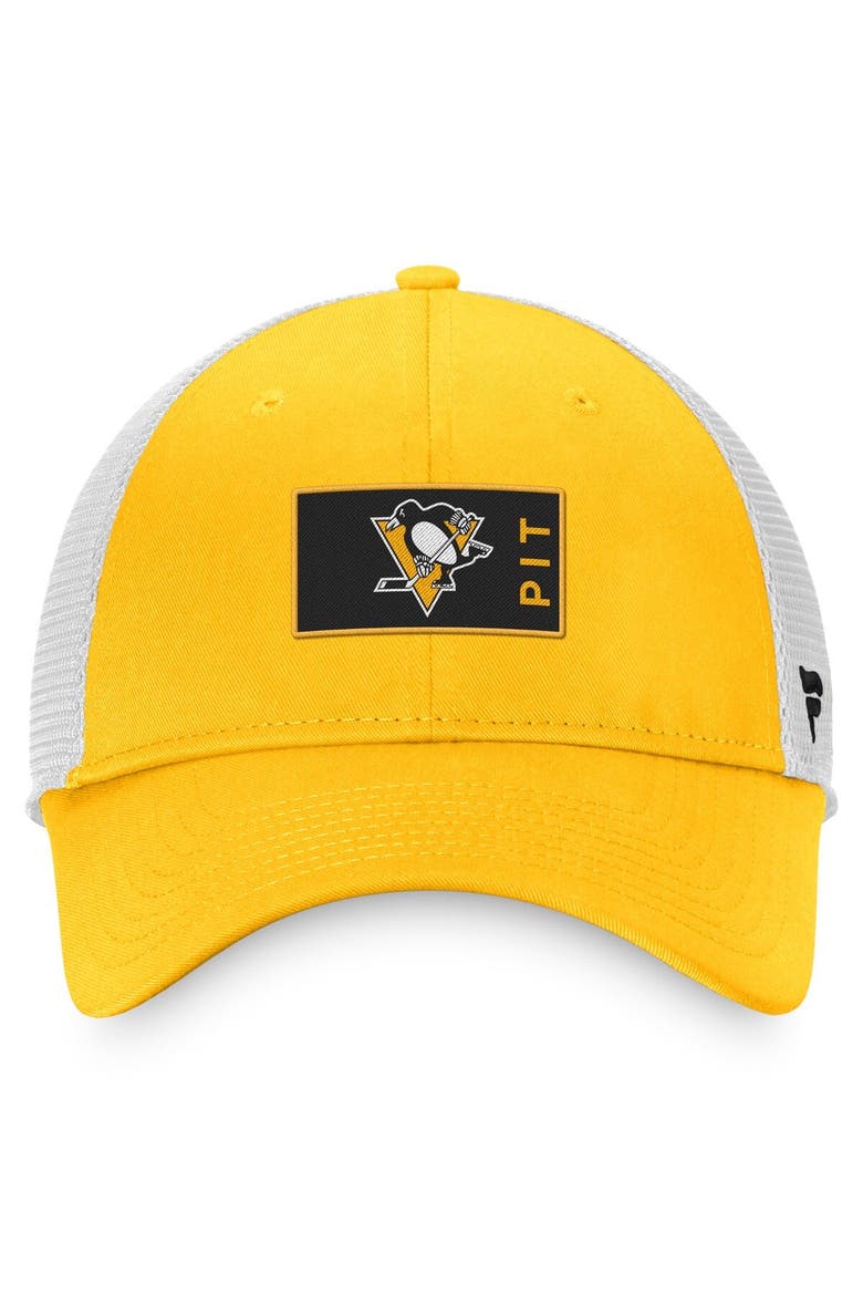 Men's Fanatics Branded Gold/White Pittsburgh Penguins Authentic Pro Rink Trucker Snapback Hat, Alternate, color, Gold