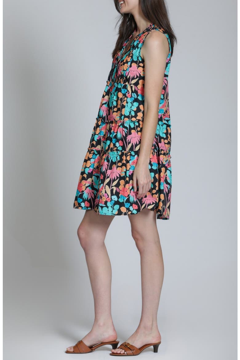 Pintuck Sleeveless Cotton Dress, Alternate, color, PINK TURQUOISE MULTI